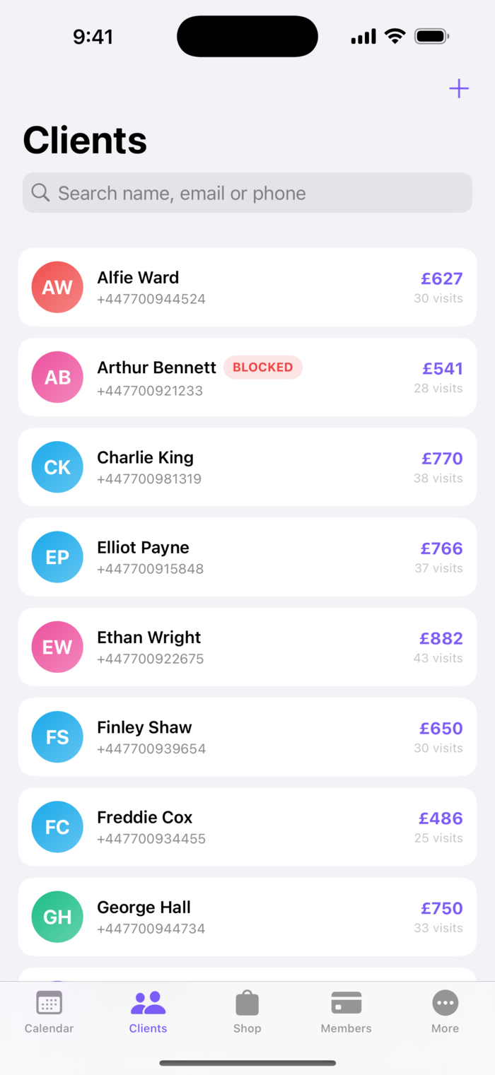 Client records in the Webukit app