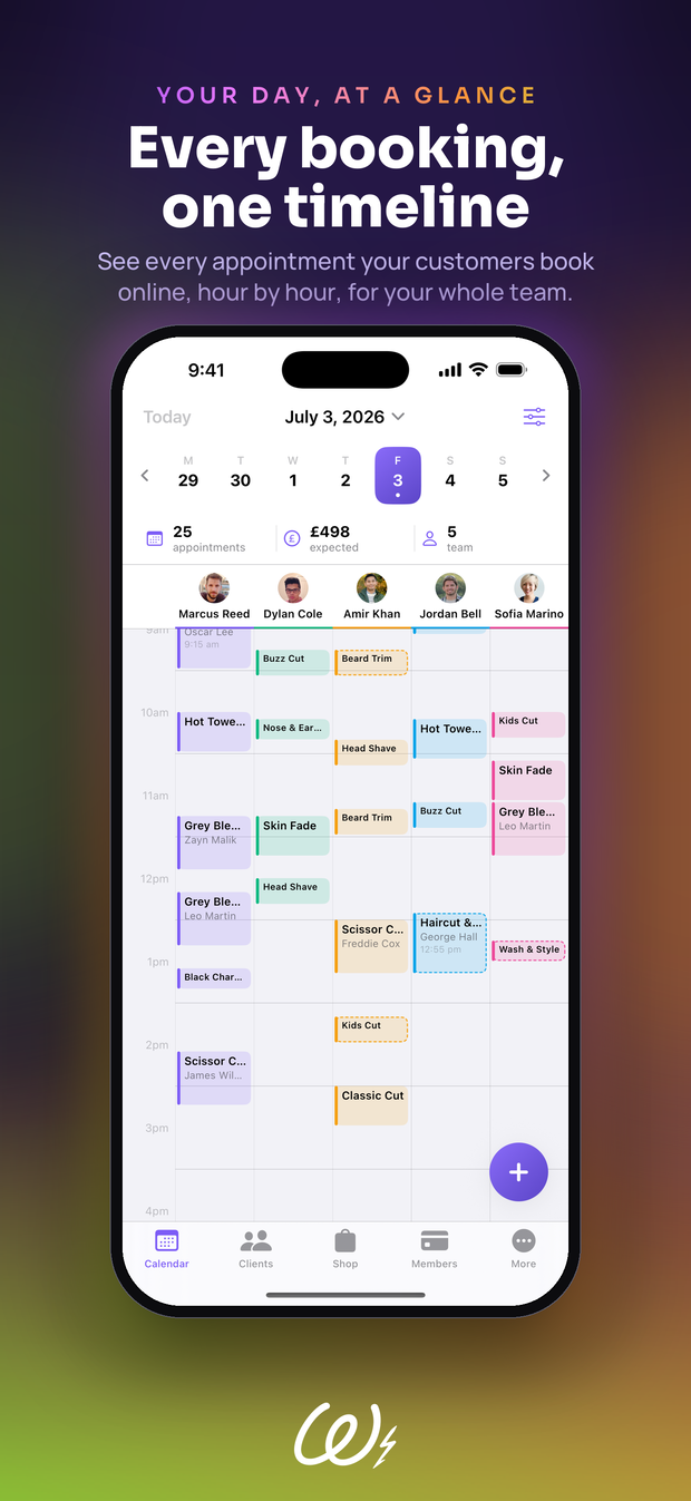 Webukit business app — the owner's calendar