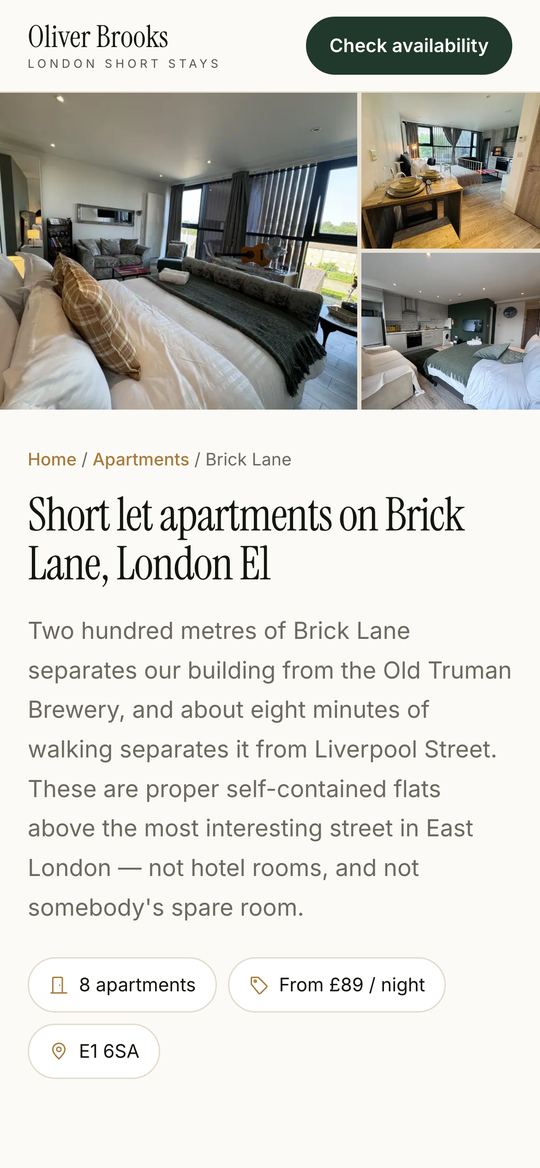 A page per neighbourhood. Oliver Brooks Short Stay