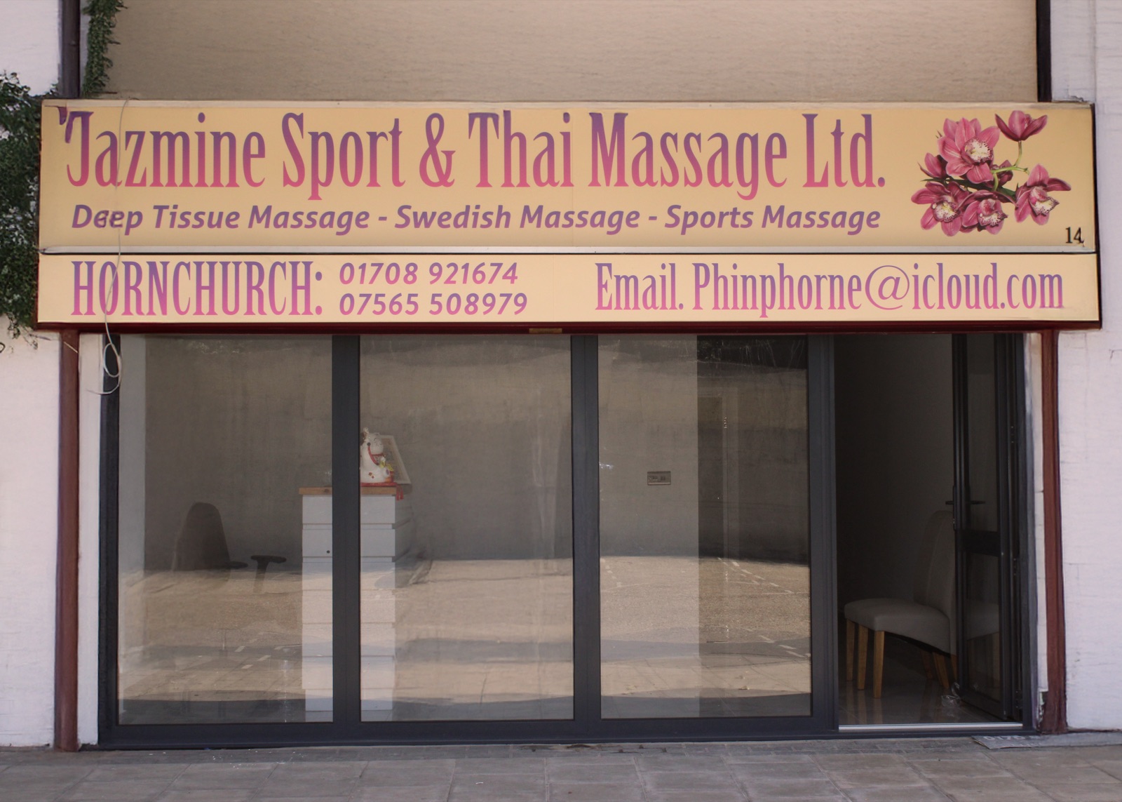 Jazmine Sports & Thai Massage storefront on Hornchurch high street