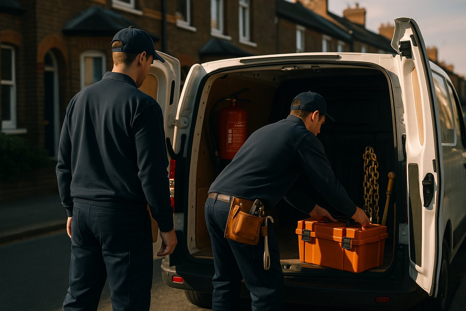 Ren-Lock tradespeople loading a work van