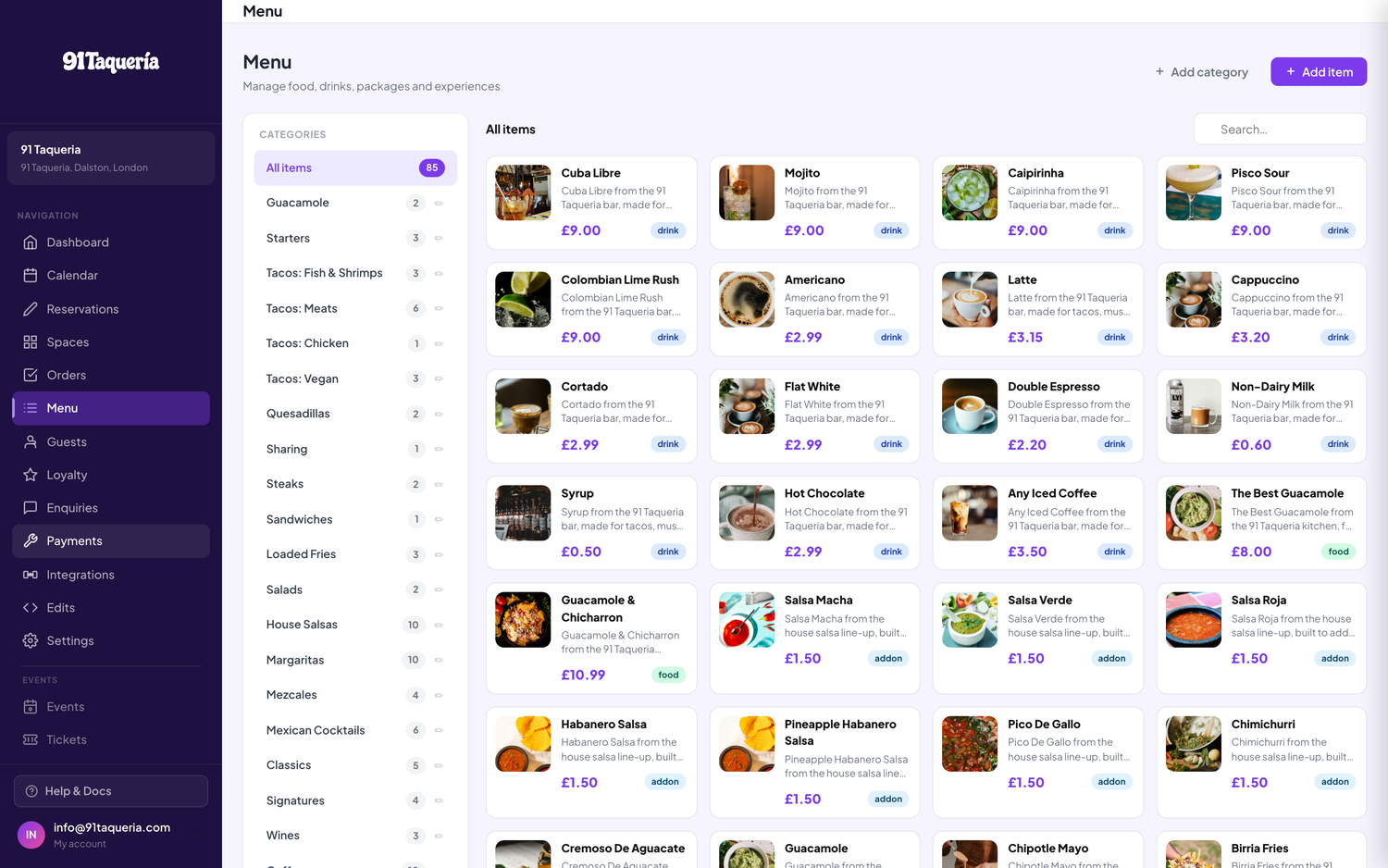 Menu manager